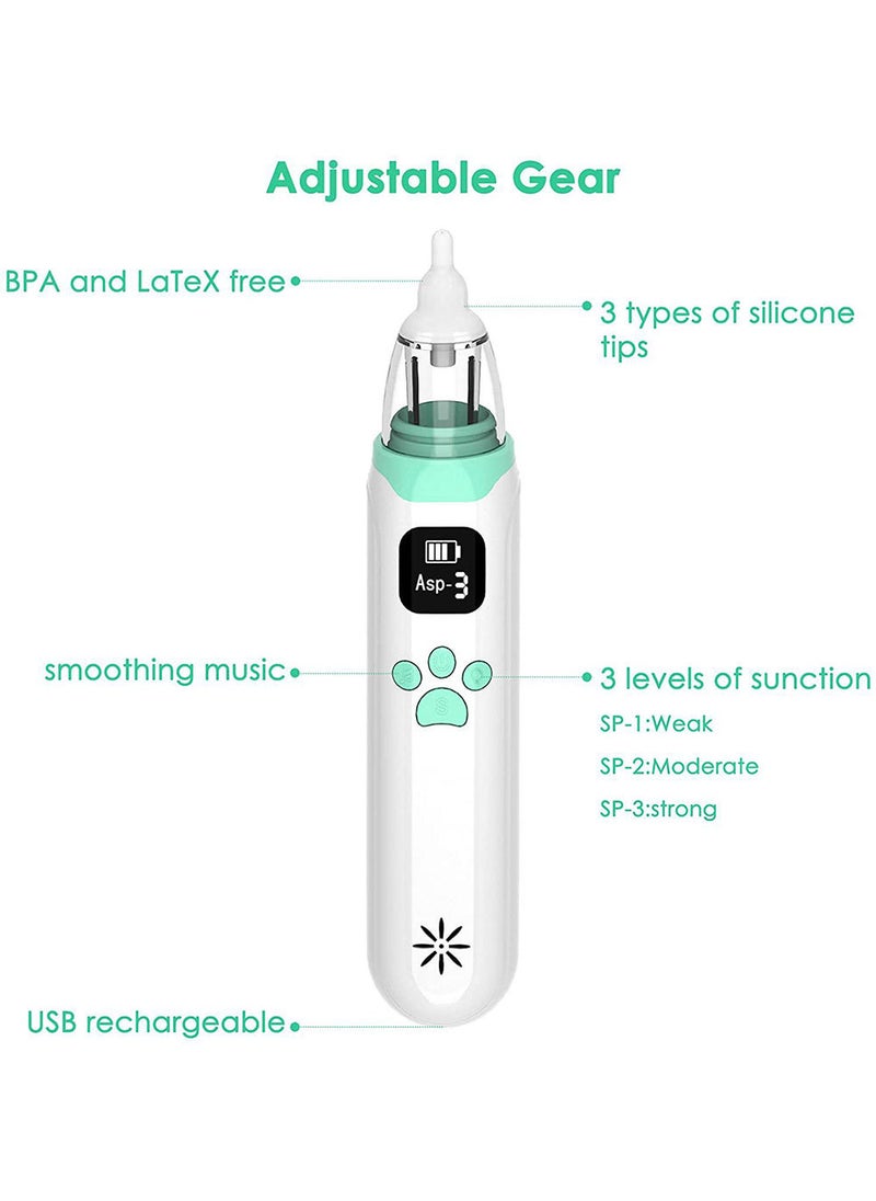 Electric Silent Baby Nasal Aspirator - White/Green