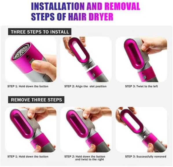 5-in-1 Volumizer Rotating Hair Dryer and Straightener with Comb and Curling Brush – Multi-Functional Hair Styling Tool for All Hair Types (Grey)