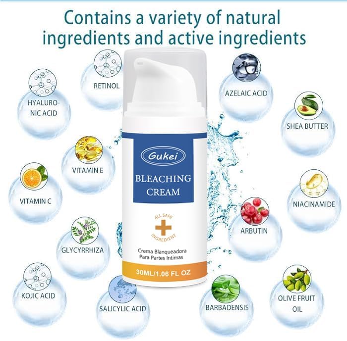 Gukei Intimate Areas Skin Lightening Cream Skin Bleaching Cream For Body Sensitive Intimate Area, Private Parts, Underarm, Knees, Elbows, Inner Thigh, Bikini Areas, Natural Skin Whitening Cream.
