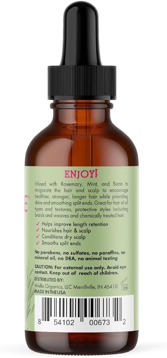 Mielle Organics MIELLE - ROSEMARY MINT, SCALP & HAIR OIL, INFUSED W/BIOTIN & ENCOURGES GROWTH, FOR DAILY USE, SCALP TREATMENT, SPLIT END CARE & SCALP & STRENGTHENING OIL