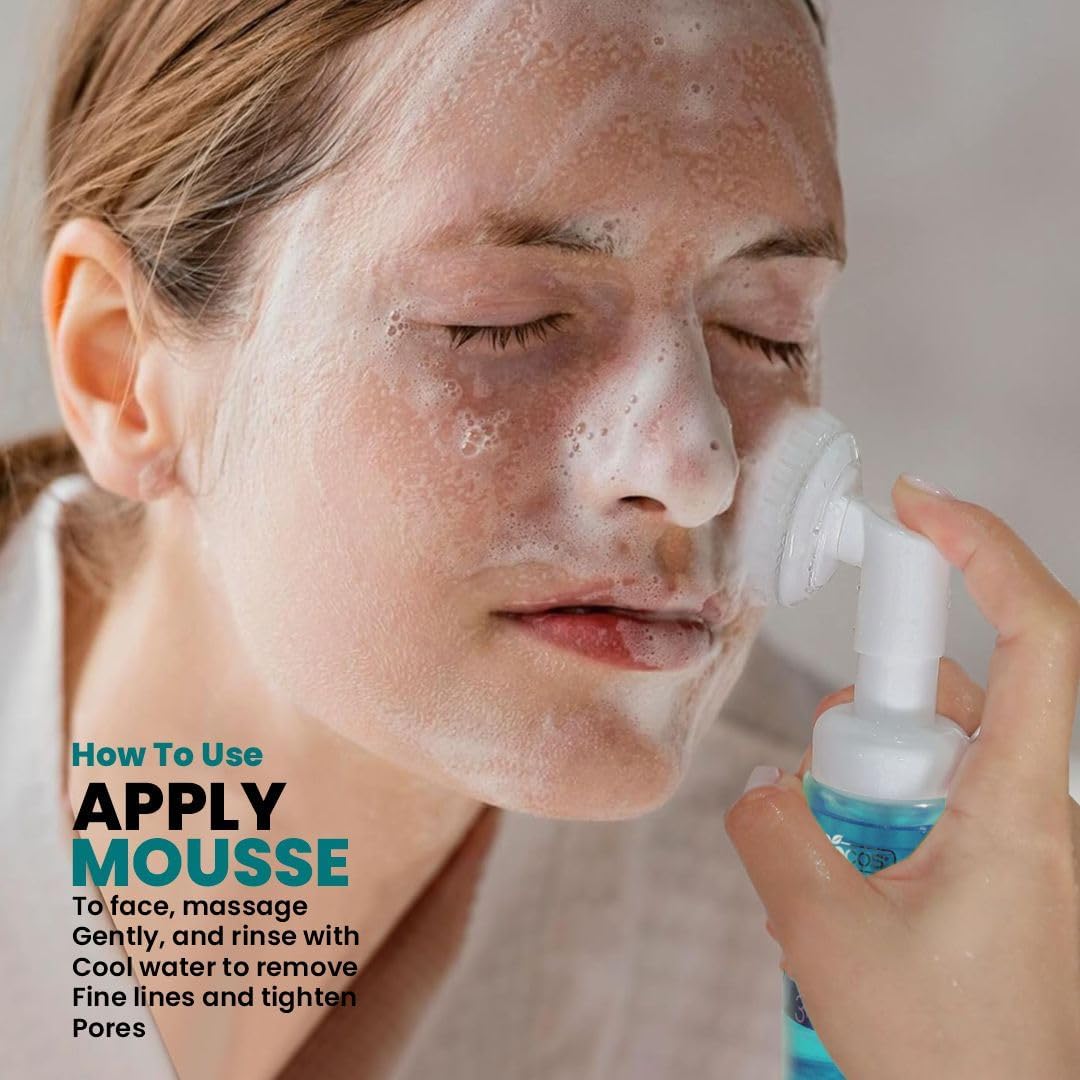 BIOCOS Hyaluronic Acid Face Wash Mousse - Hydrating Cleanser Vitamin E & Pro-Vitamin B5, Deep Pore Cleansing, Anti-Breakout, Non-Drying, For All Skin Types - 5.54 fl oz (Pack of 2)