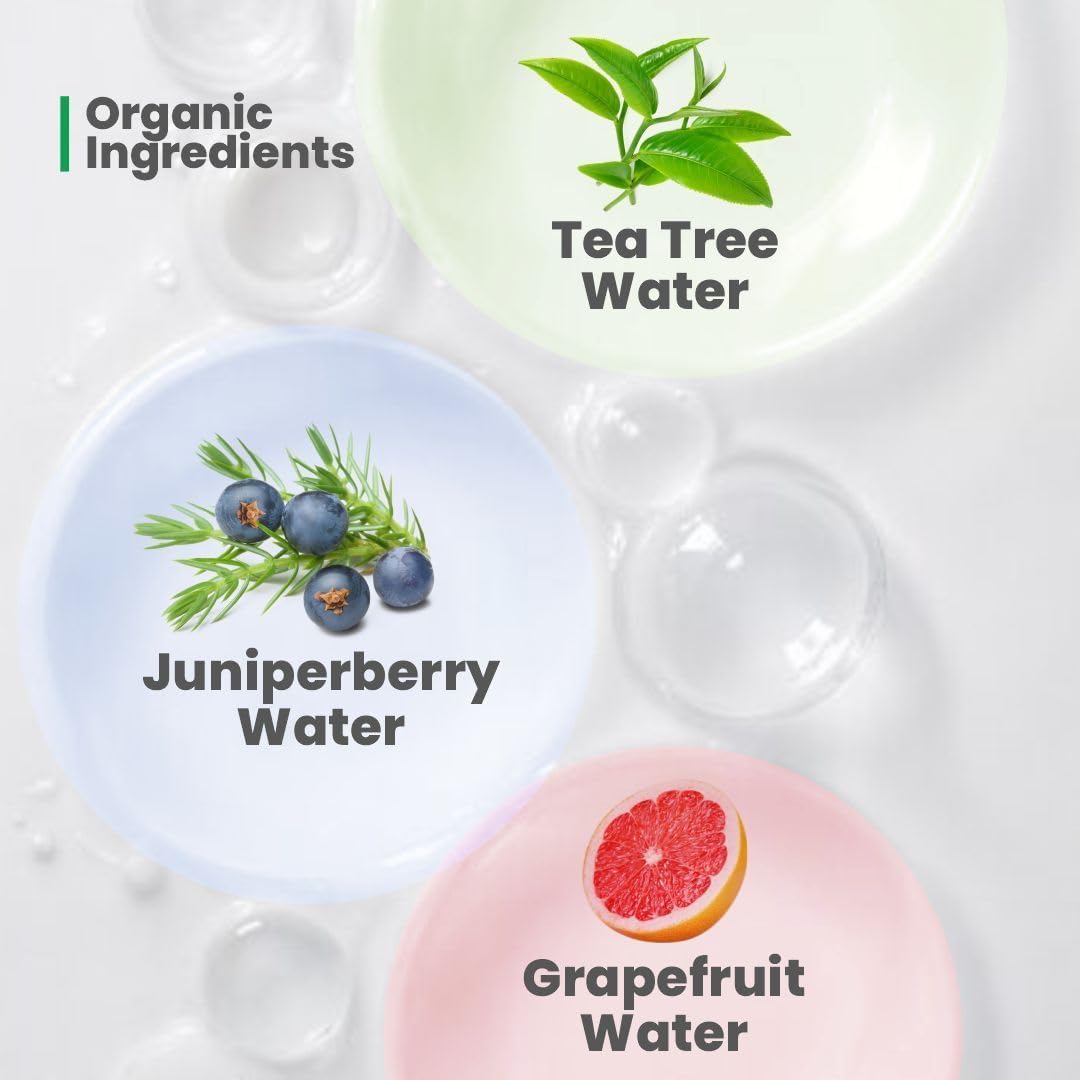 BIOCOS Tea Tree Water Facial Mist – Hydrating & Anti-Inflammatory Spray for Acne, Redness & Blemish Relief – With Grapefruit & Juniper berry – 120ml, (Pack of 3) (Pack of 3, Tea Tree)