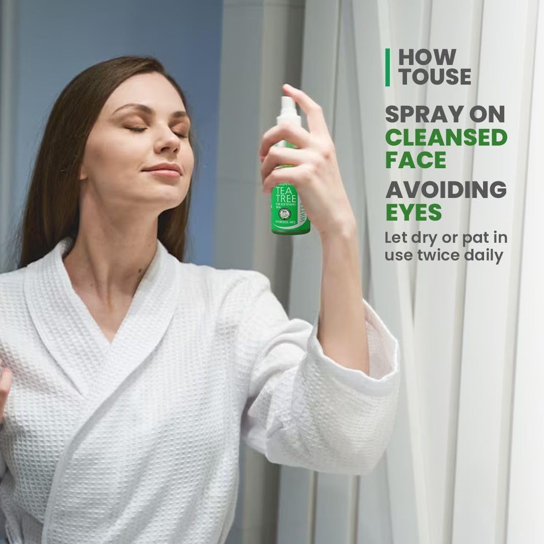 BIOCOS Tea Tree Water Facial Mist – Hydrating & Anti-Inflammatory Spray for Acne, Redness & Blemish Relief – With Grapefruit & Juniper berry – 120ml, (Pack of 3) (Pack of 3, Tea Tree)