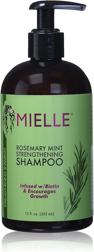 Mielle Organics Rosemary Mint Strengthening Shampoo Infused with Biotin, Cleanses and Helps Strengthen Weak and Brittle Hair, 12 Ounces