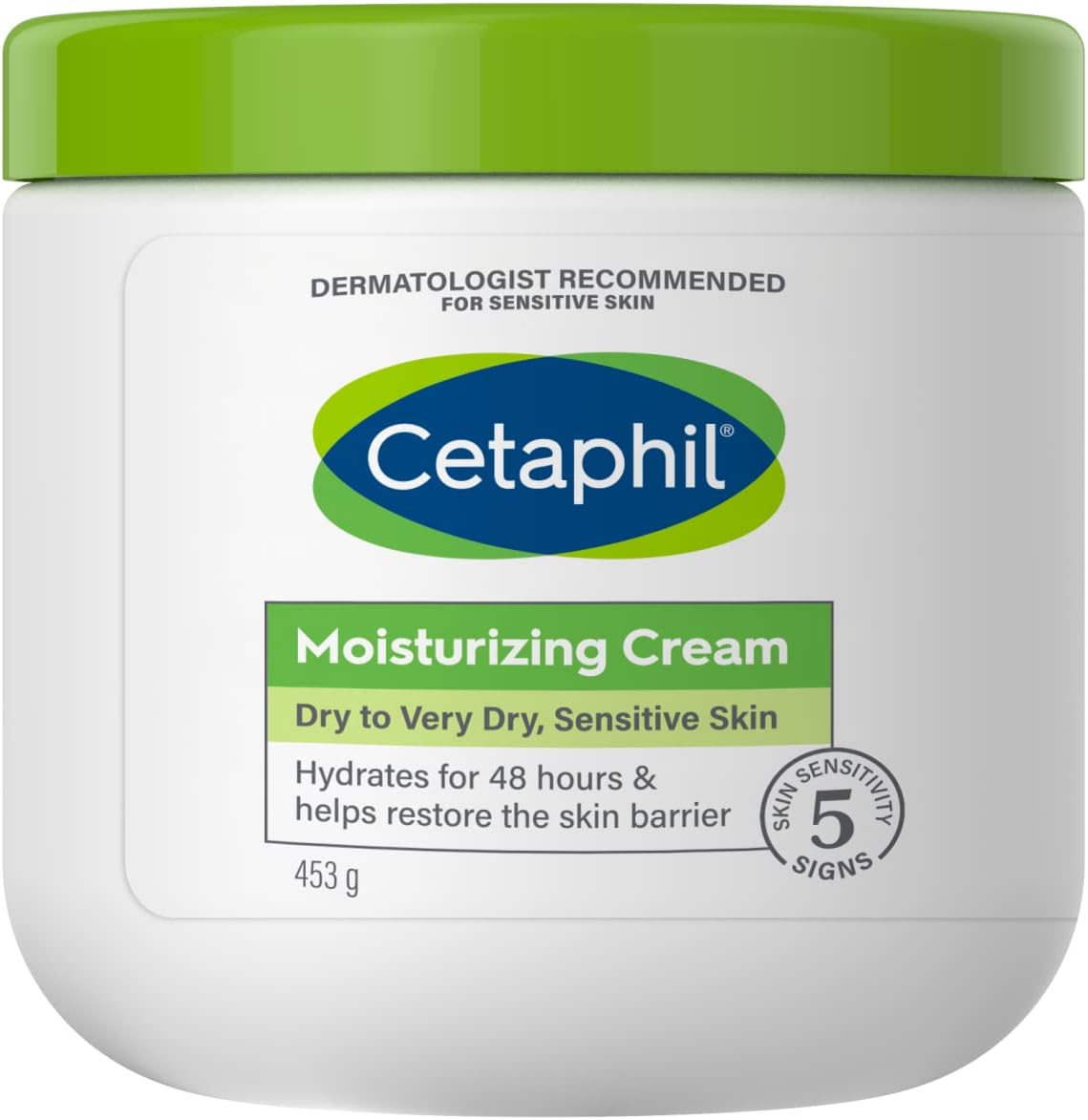 Cetaphil Moisturizing Cream, Face & Body Moisturizer for Men & Women, Dry to Very Dry and Sensitive Skin, Unscented, 453g