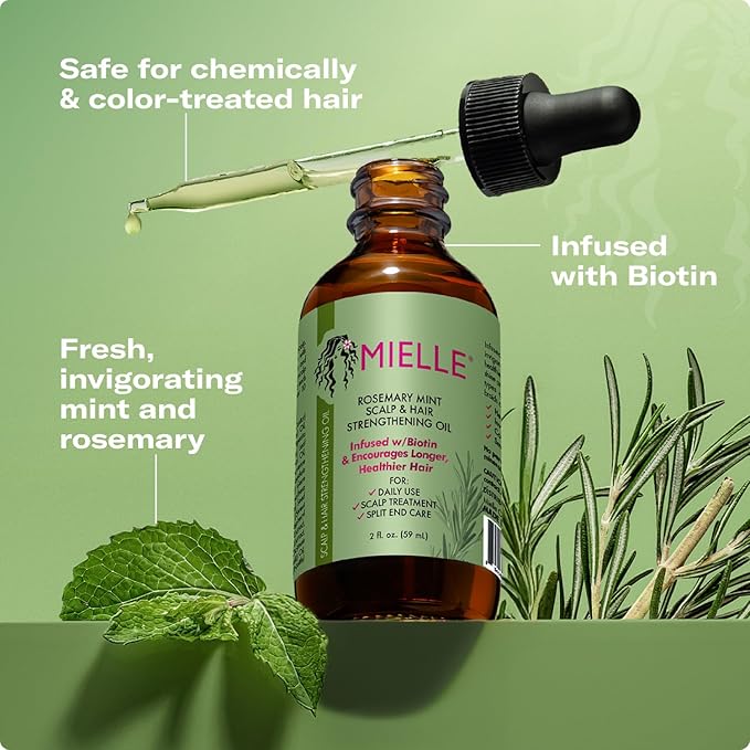 Mielle Organics MIELLE - ROSEMARY MINT, SCALP & HAIR OIL, INFUSED W/BIOTIN & ENCOURGES GROWTH, FOR DAILY USE, SCALP TREATMENT, SPLIT END CARE & SCALP & STRENGTHENING OIL