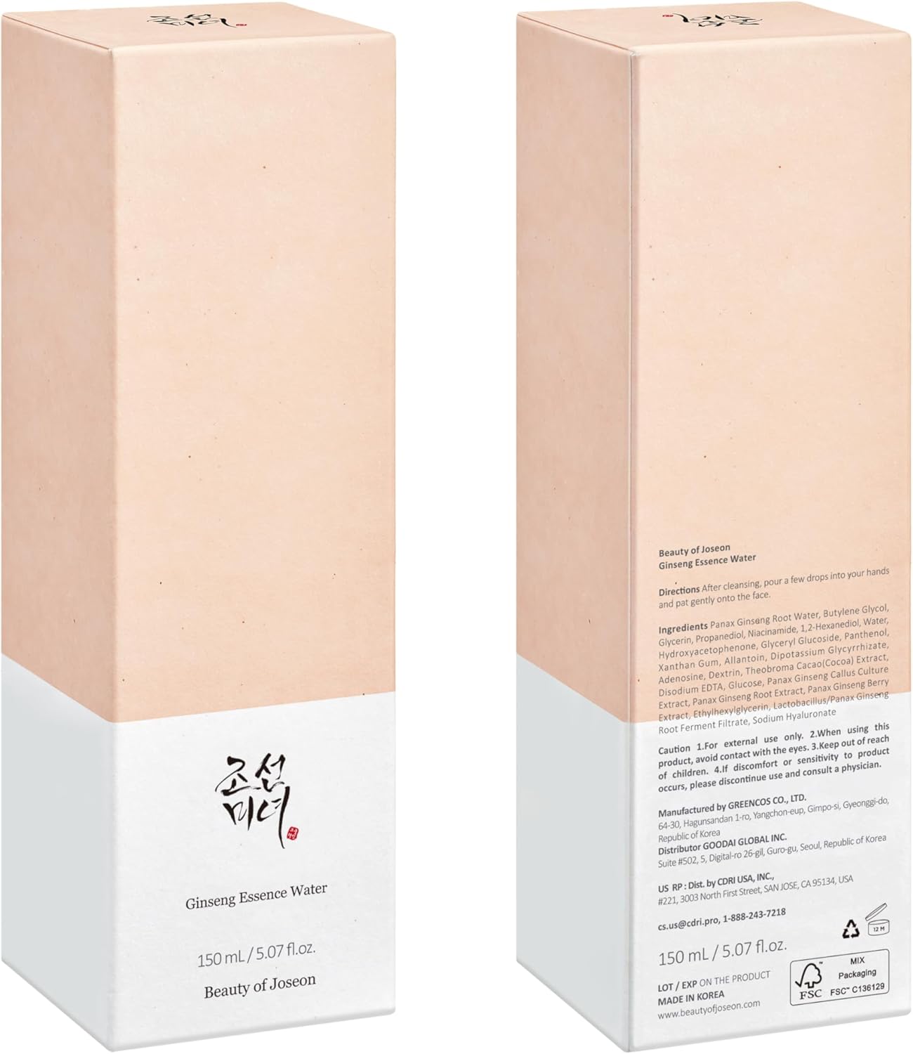 Beauty of Joseon Ginseng Essence Water Hydrating Face Toner for Dry, Dull, Acne-Prone, Irritated Skin. Korean Moisturizing Skin Care for Men and Women 150ml, 5 fl.oz