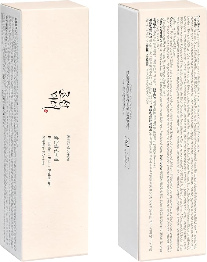 Beauty of Joseon Relief Sun Rice Probiotics SPF 50+ PA++++ Korean Sunscreen sunblock for Face Daily Sunscreen for Men Women Skincare 50ml