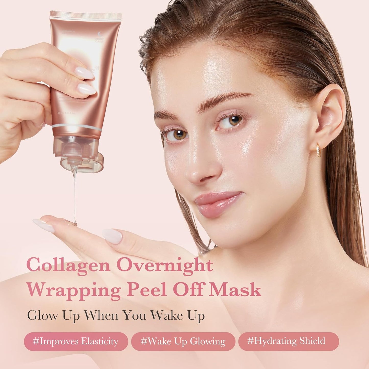 medicube Collagen Overnight Wrapping Peel Off Facial Mask Pack - Elasticity & Hydration Care, Reduces Sagging & Dullness - Hydrolyzed Collagen For Glowing Skin - Korean Skin Care