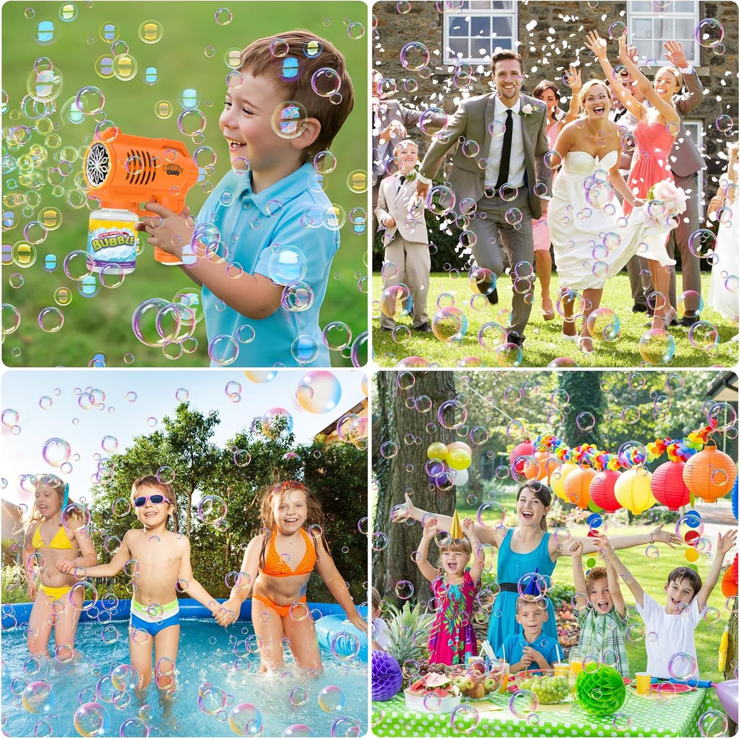 Bubble Machine Bubble Gun for Kids,Silent Automatic 10 Hole with LED Bubbles Making Toy,Bubble Maker Toys 10000+ Rich Bubbles Per Minute with 130ml Bubble