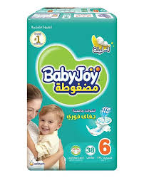 BabyJoy Compressed Diamond Pad Diaper, Size 6, Junior XXL, 16-25 Kg, Mega Pack, 38 Tape Style Diapers