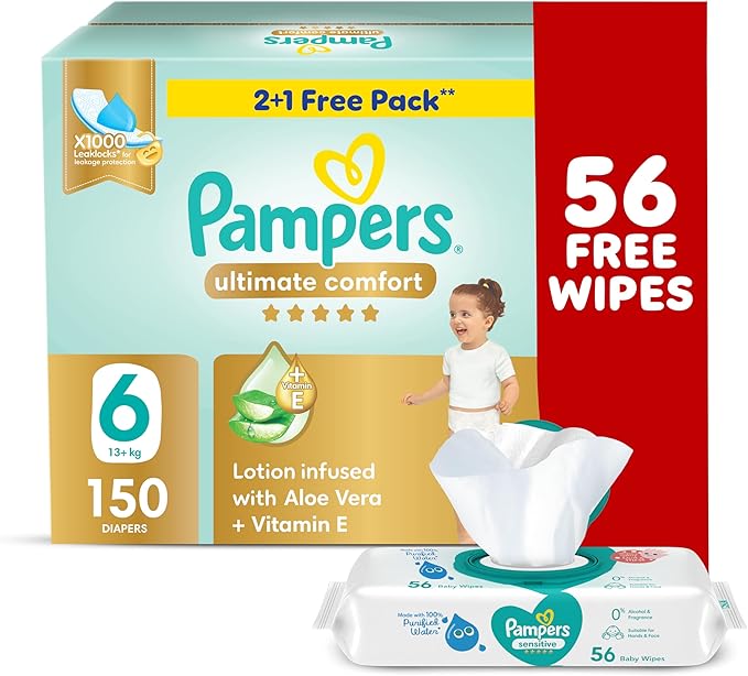 Pampers Ultimate Comfort Taped Diapers, Size 6, 13+kg,