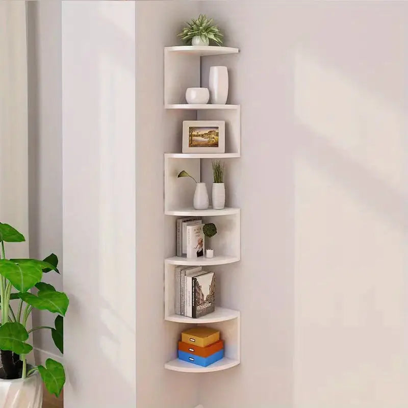 5-Tier Floating Corner Shelves,Corner Shelf,Rustic Wood Home Decor Display Shelves,Floating Wall Mounted Storage Shelf,for Home Office Bedroom Bathroom Decorative Storage,Easy-To-Assemble