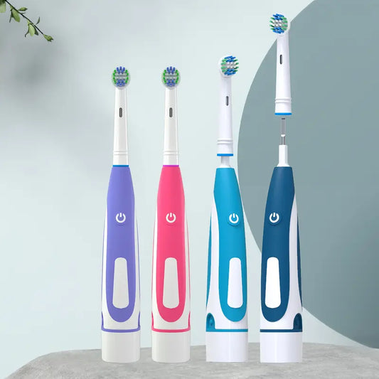 Electric Toothbrush Whitening Fast Cleaning Compatible with Oral-B Brush Head Adult Round Head Rotating Electric Toothbrush Without Battery