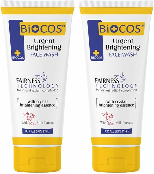 BIOCOS Whitening Face Wash with Milk Extracts & Vitamin E – Deep Cleansing & Hydrating for Radiant, Glowing Skin – Removes Dirt, Moisturizes & Brightens –70ml (Pack of 2)