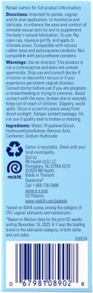 K-Y Personal Lubricant, Jelly Water Based Lube, 2 Ounce, Personal Lube For Women