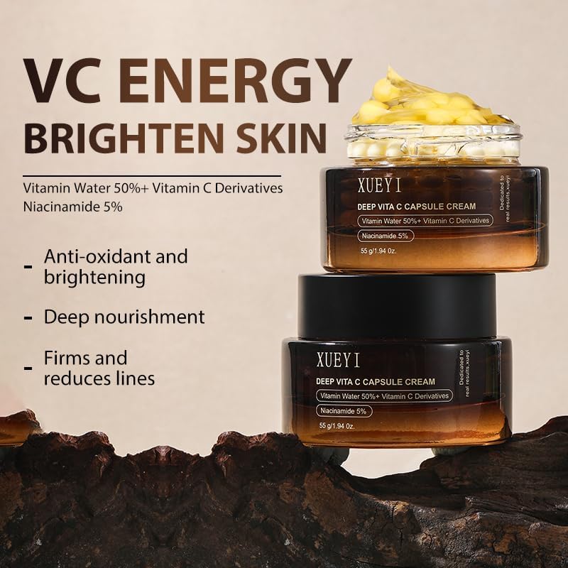Vitamin C Face Cream – Hydrating Day & Night Moisturizer with Niacinamide & 50% Vitamin Water – 55g