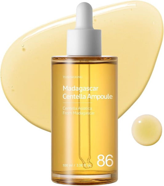 TOSOWOONG Madagascar Centella 86% Ampoule with 860,048ppm Centella Asiatica – Lightweight Face Serum, Gentle on Skin, For All Skin Types, Korean Skincare, 100ml, 3.38 fl.oz