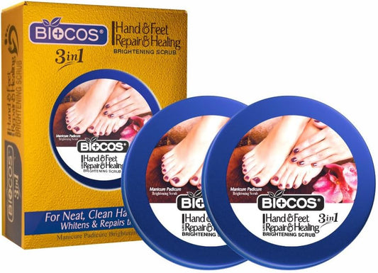 BIOCOS Hand & Feet Scrub with Vitamin E, Olive Oil & Jojoba Oil – Deeply Hydrates, Restore Dry Skin, Treats Cracked Heels, Exfoliates & Moisturizes for Smooth, Healthy Hands & Feet