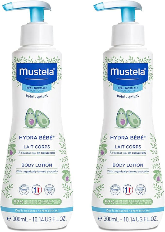Mustela, Hydra Bebe Body Lotion with Organically Farmed Avocado, 300 ml, Pack of 2