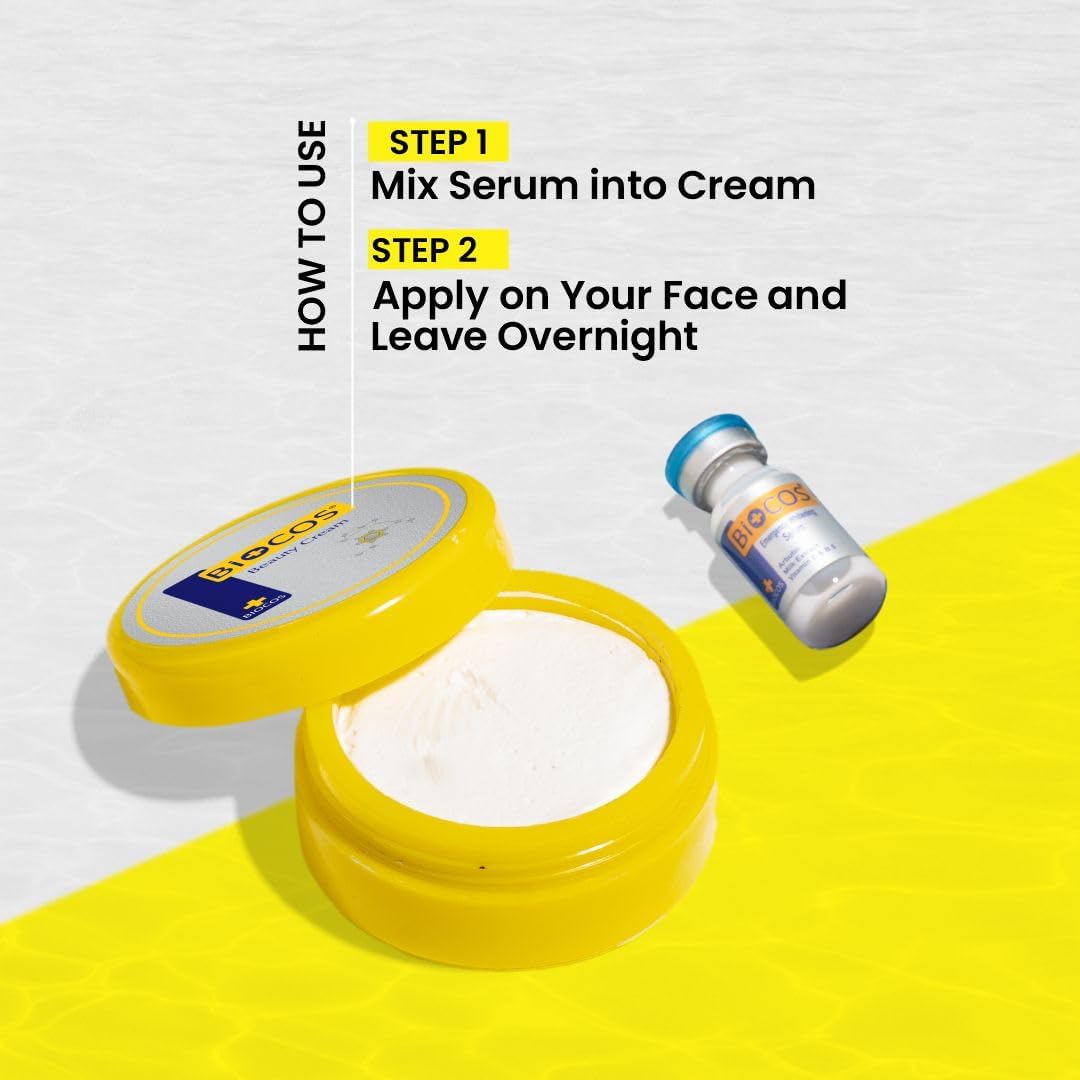 BIOCOS Beauty Cream Small (With Free Brightening Serum) – Skin Brightening & Anti-Aging with Arbutin, Vitamin E, Kojic Acid, & Licorice Extract | Hydrating Cream for Radiant, Smooth Skin