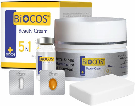 BIOCOS Brightening & Hydrating Face Cream Enriched with Glutathione, Kojic Acid, Arbutin, Vitamin E & B5 – Powerful Dark Spot Corrector & Moisturizer for Radiant, Even-Toned, Smooth Skin – 50g