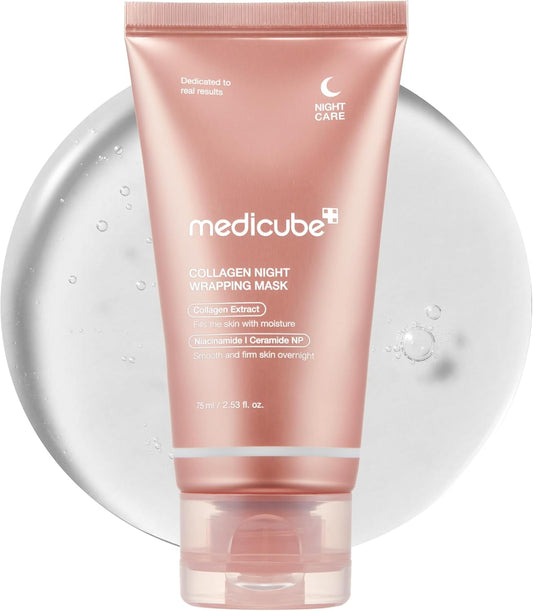 medicube Collagen Overnight Wrapping Peel Off Facial Mask Pack - Elasticity & Hydration Care, Reduces Sagging & Dullness - Hydrolyzed Collagen For Glowing Skin - Korean Skin Care