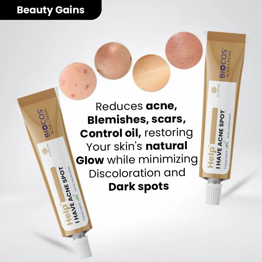 BIOCOS Anti-Acne Face Cream for Women – Hydrating Formula with Aloe Vera, Neem, Zinc Oxide & Bitter Gourd – Targets Pimples, Breakouts & Blemishes