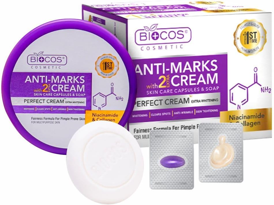 BIOCOS Anti Marks Cream – Dark Spot Remover & Acne Spot Treatment with Niacinamide & Collagen – Brightening & Hydrating for Radiant Skin – Anti-Aging & UV Protection