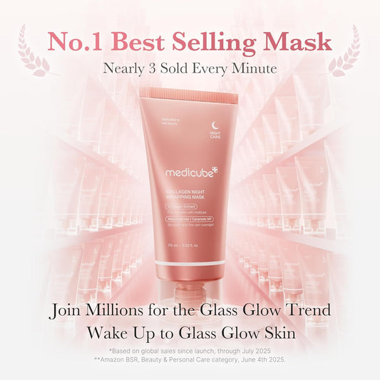 medicube Collagen Overnight Wrapping Peel Off Facial Mask Pack - Elasticity & Hydration Care, Reduces Sagging & Dullness - Hydrolyzed Collagen For Glowing Skin - Korean Skin Care