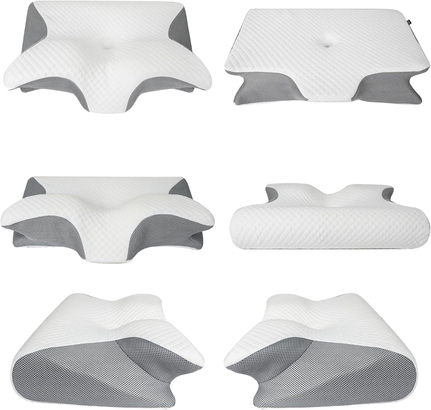 HOMCA Memory Foam Cervical Pillow, 2 in 1 Ergonomic Contour Orthopedic Pillow for Neck Pain, Contoured Support Pillows for Side Back Stomach Sleepers