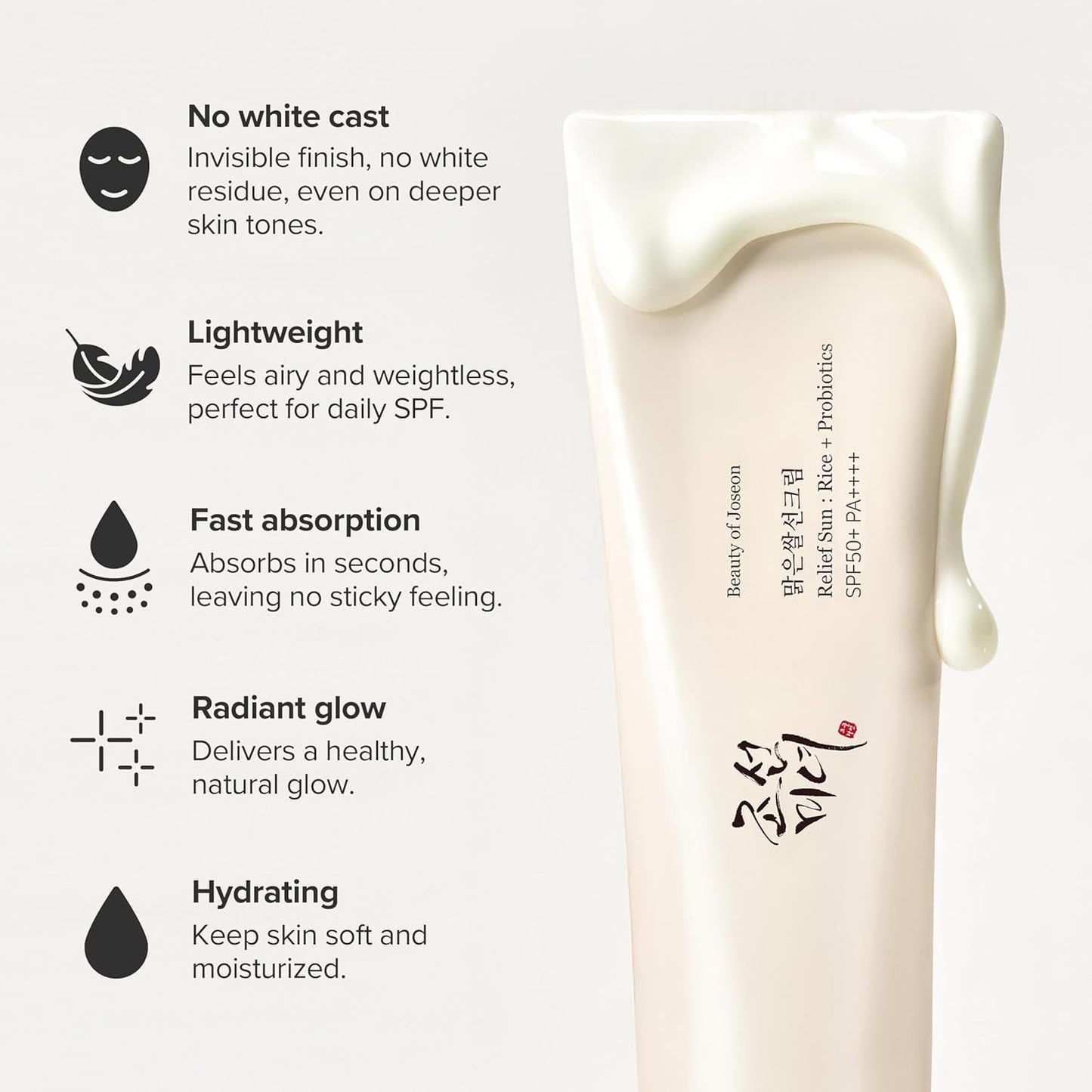 Beauty of Joseon Relief Sun Rice Probiotics SPF 50+ PA++++ Korean Sunscreen sunblock for Face Daily Sunscreen for Men Women Skincare 50ml