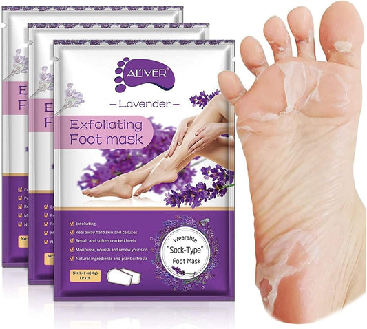 ALIVER Foot Peel Women Exfoliator Peel Off Calluses Dead Skin Mask, Pack of 3 (Lavender)