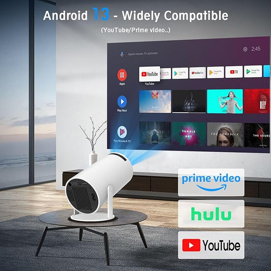 ear&ear Mini Projector, HY300 PRO Portable Projector, Support 4K 1080P Dual Band WIFI6 5G Wireless 5.0 Bluetooth Android 11, 180° Rotation, Auto Keystone Correction, Projector
