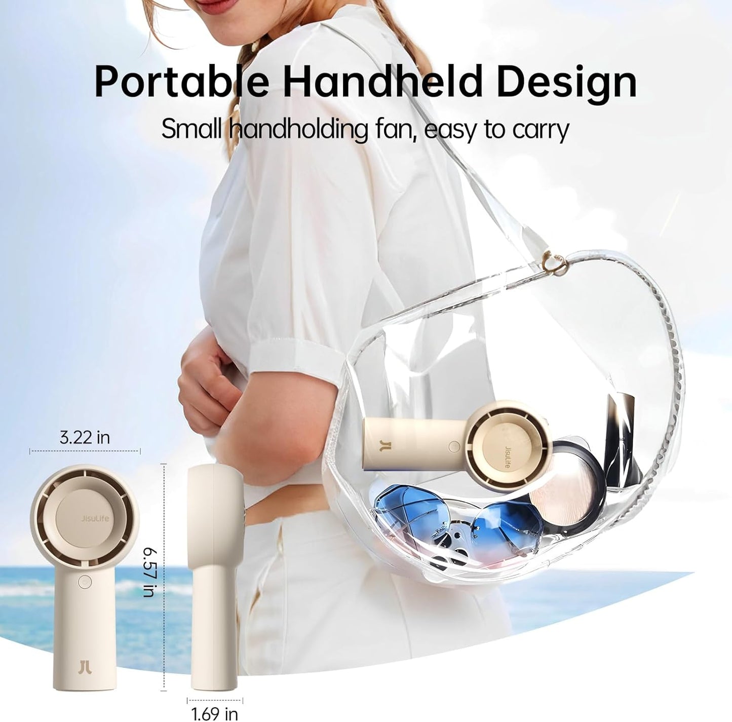 JISULIFE Handheld Turbo Fan [16H Max Cooling Time] Mini Portable