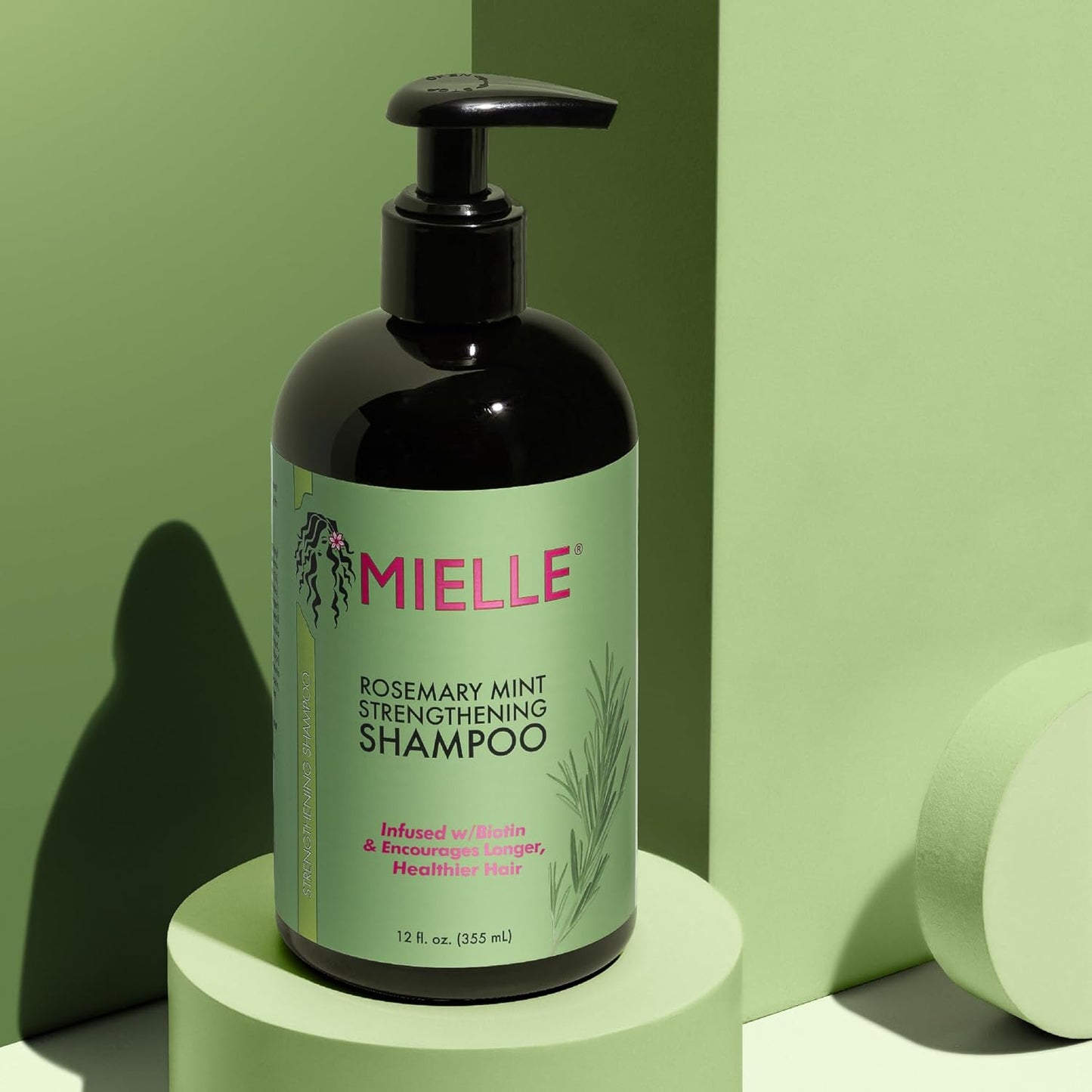 Mielle Organics Rosemary Mint Strengthening Shampoo Infused with Biotin, Cleanses and Helps Strengthen Weak and Brittle Hair, 12 Ounces
