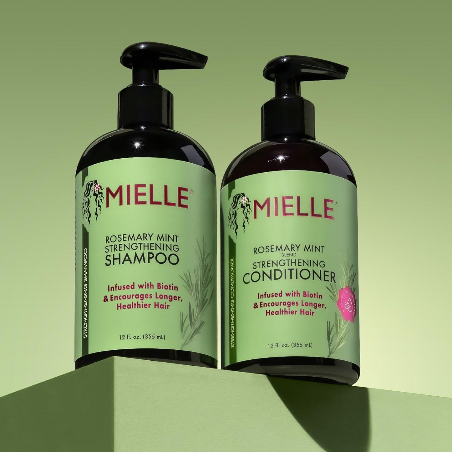 Mielle Organics Rosemary Mint Strengthening Shampoo Infused with Biotin, Cleanses and Helps Strengthen Weak and Brittle Hair, 12 Ounces