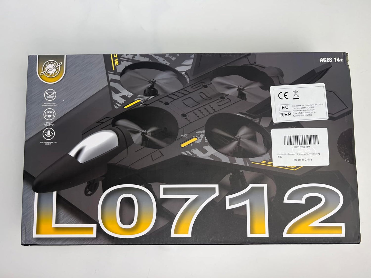 AWH Henakmsl RC Aeroplane 2.4GHz Remote Controlled Aeroplane Fighter Jet Toy L0712 Quadcopter Floating Fighter Plane RC Aeroplane RTF for Beginners, Children and Adults, APlane Toy with Coloured Lights USB Charging