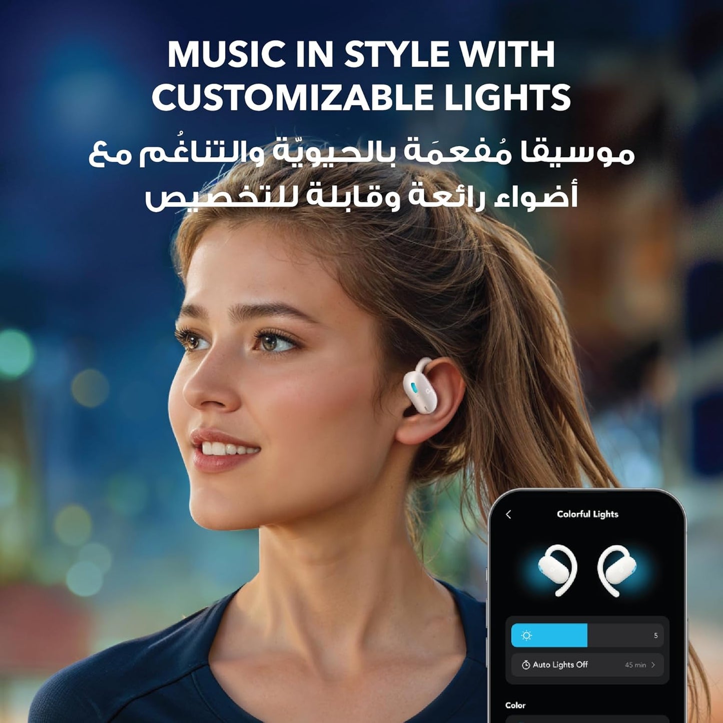 soundcore V20i by Anker Open-Ear Headphones, Adjustable Ear Hooks, Ultra-Comfort, Snug Fit, Deep Bass, Clear Calls, IP55, LED Lights, 36H Playtime, Bluetooth 5.4 Earbuds, Multipoint Connection