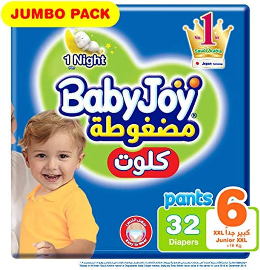 Baby Pants Diapers, Size 6, 16 - 23 Kg, 96 Count (32 x 3) - Junior XXL, Cotton Touch
