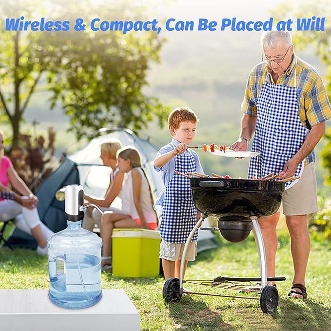 SKY-TOUCH 5 Gallon Water Bottle Pump, USB Charging Portable Electric Water Pump for for for 2-5 Gallon Jugs USB Charging Portable Water Dispenser for Office, Home, Camping, Kitchen and etc. White
