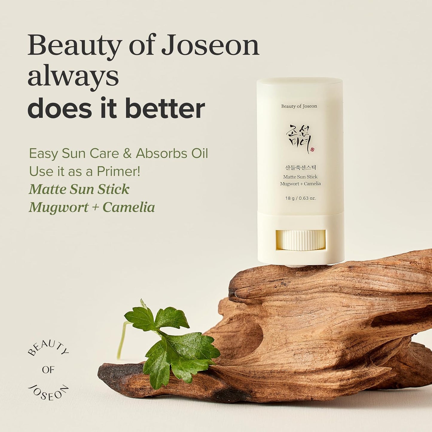 Beauty of Joseon Matte Sun Stick Mugwort Camelia for face Korean Sunscreen moisturizing with SPF 50 PA++++ Sebum Control No white Cast skincare for Women and Men 18g