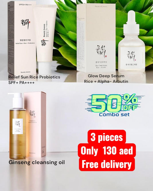 Beauty of Joseon Ginseng Cleansing Oil- Korean Sunscreen SPF 50+ PA++++  -Glow Deep Serum Rice 3 piece